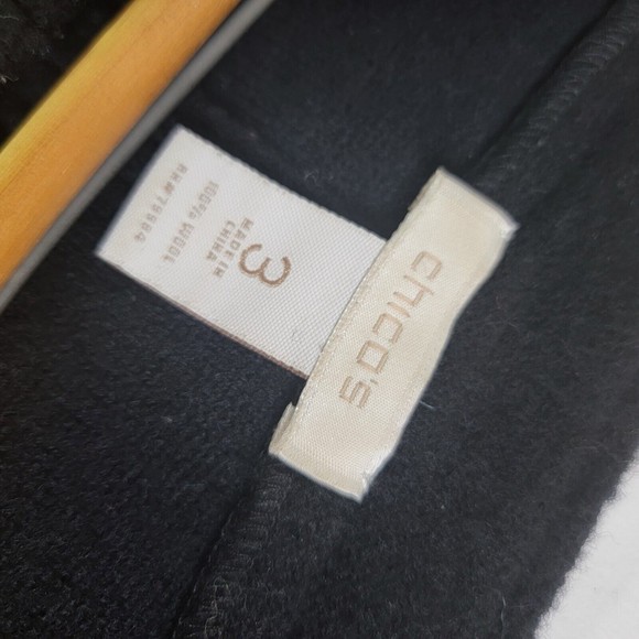 Chico's Size 3 Black Wool Jacket, Metal Closures - Picture 3 of 6